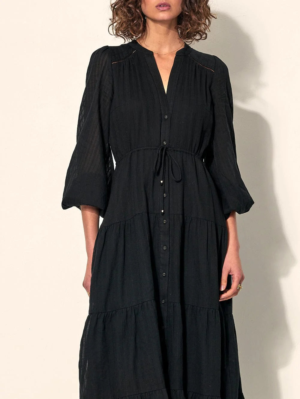 Adrianne Button Through Tiered Maxi Dress