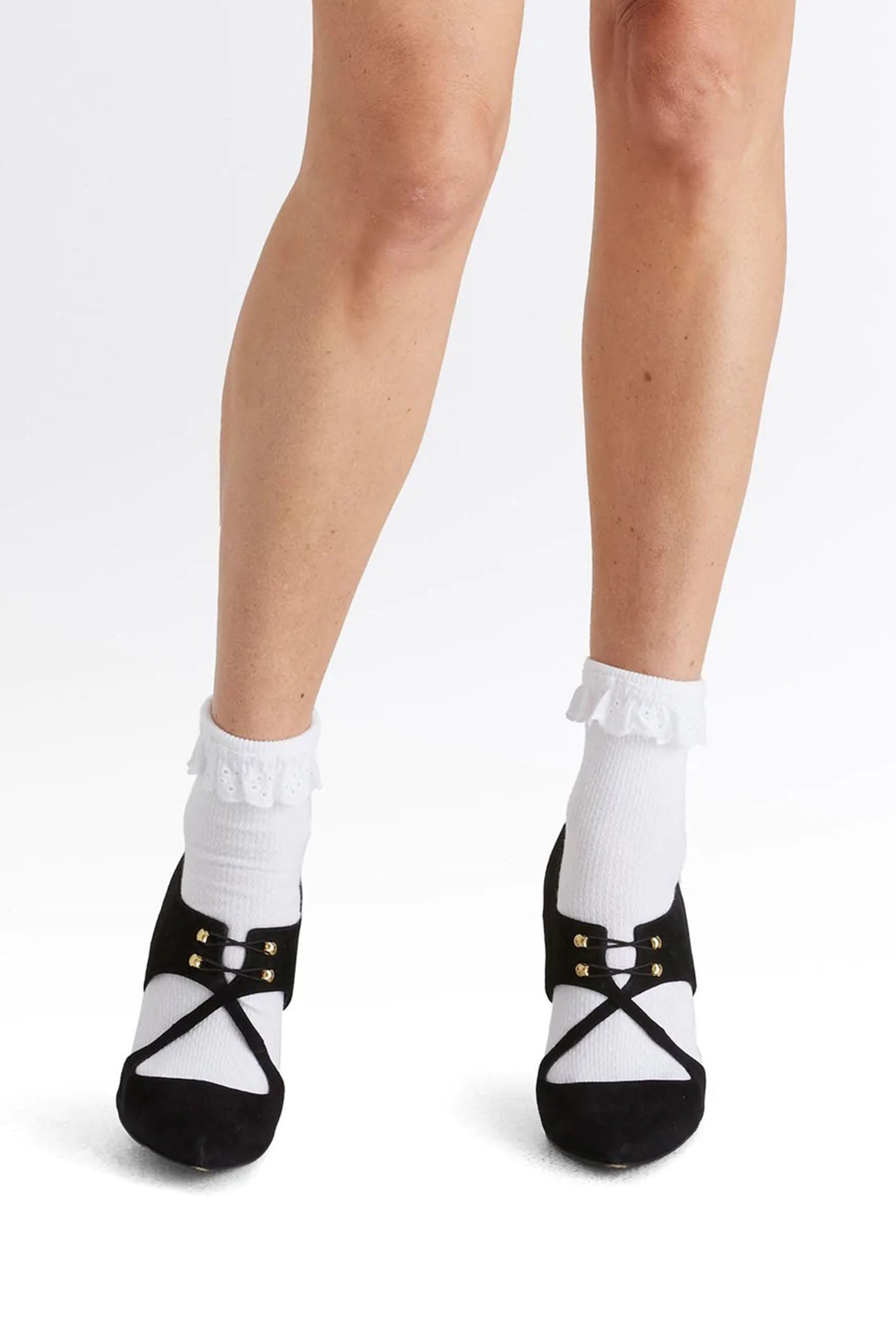 White Set Of 3 Cindy Ruffle Socks