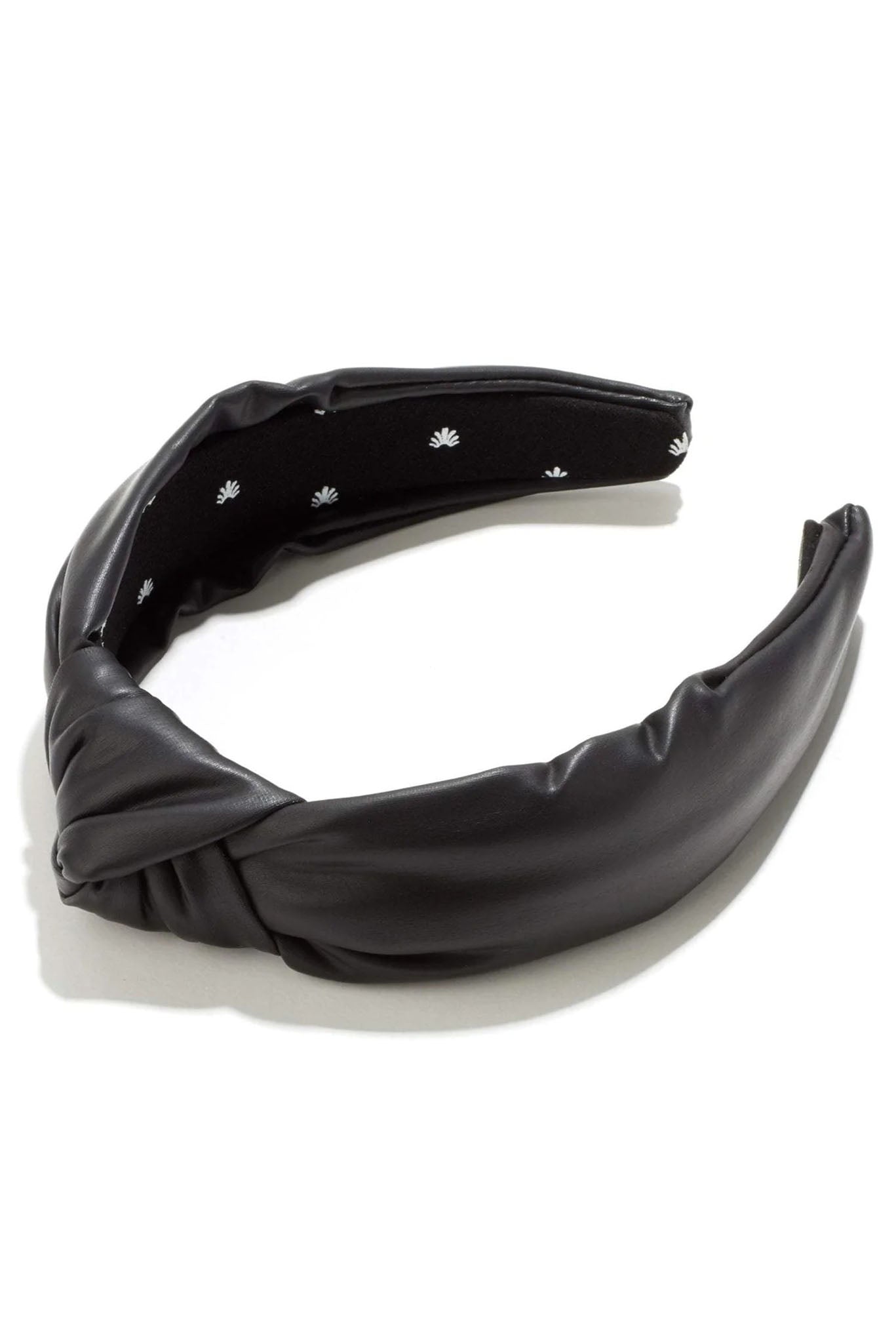 Faux Leather Knotted Headband - Black